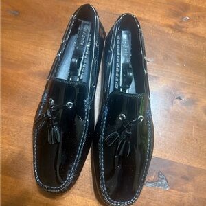 Donald J. Pliner Glossy Black Tassel Loafers